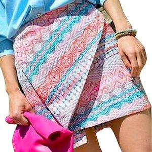 ZARA: Bohemian Tribal Aztec Tapestry Wrap Mini Skirt - Size Small